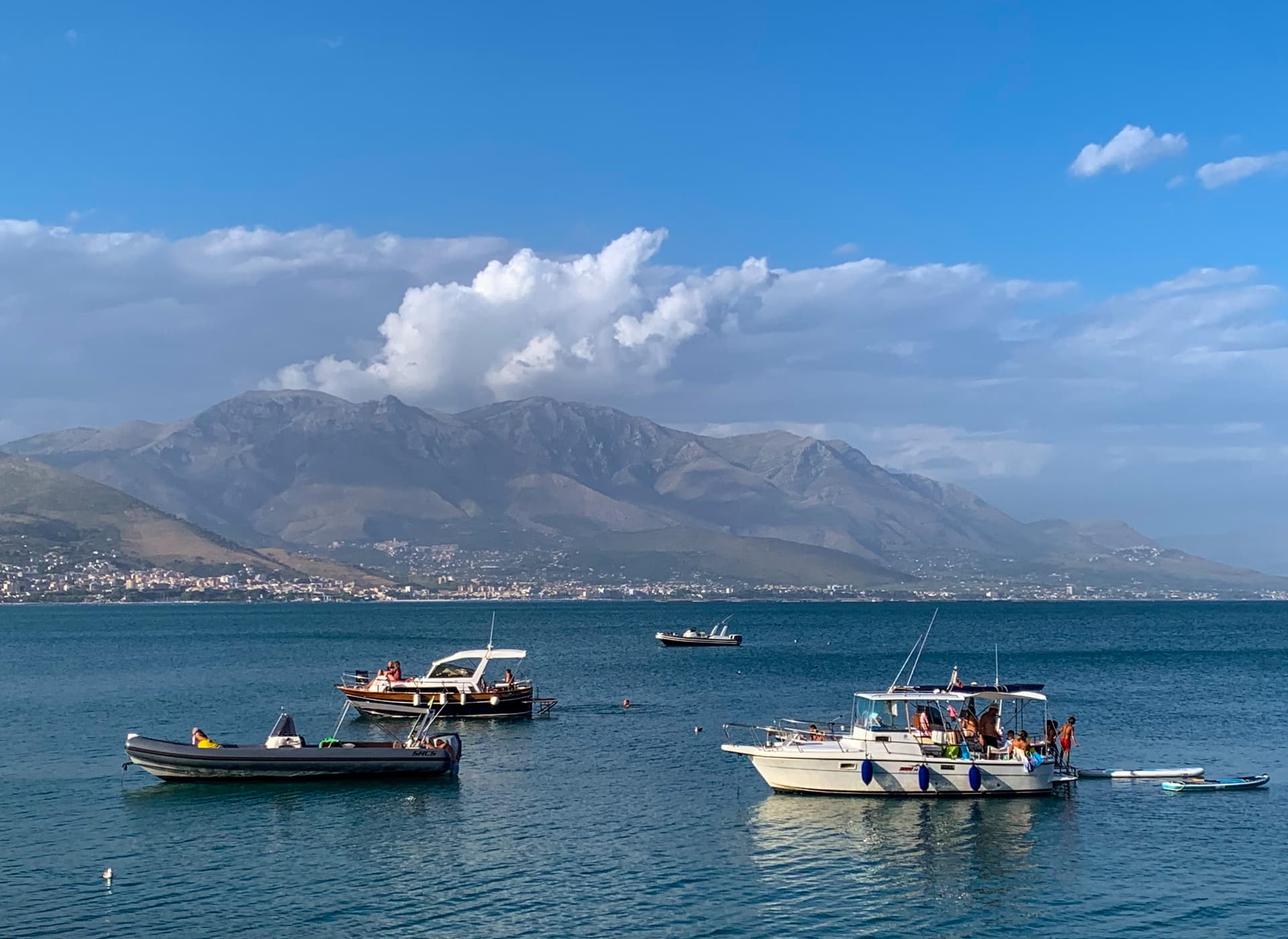 Gathering of boats in the waters of Italy